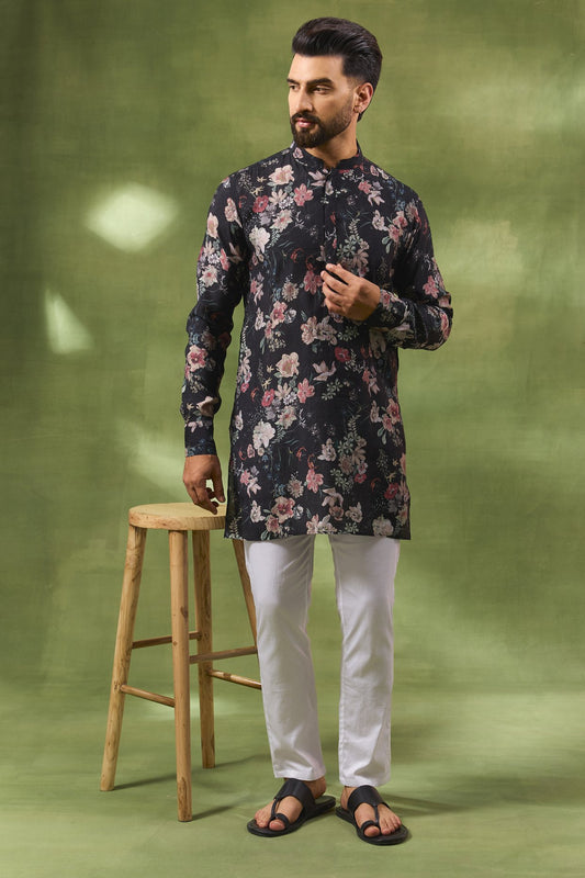 Black Digital Print Kurta Set