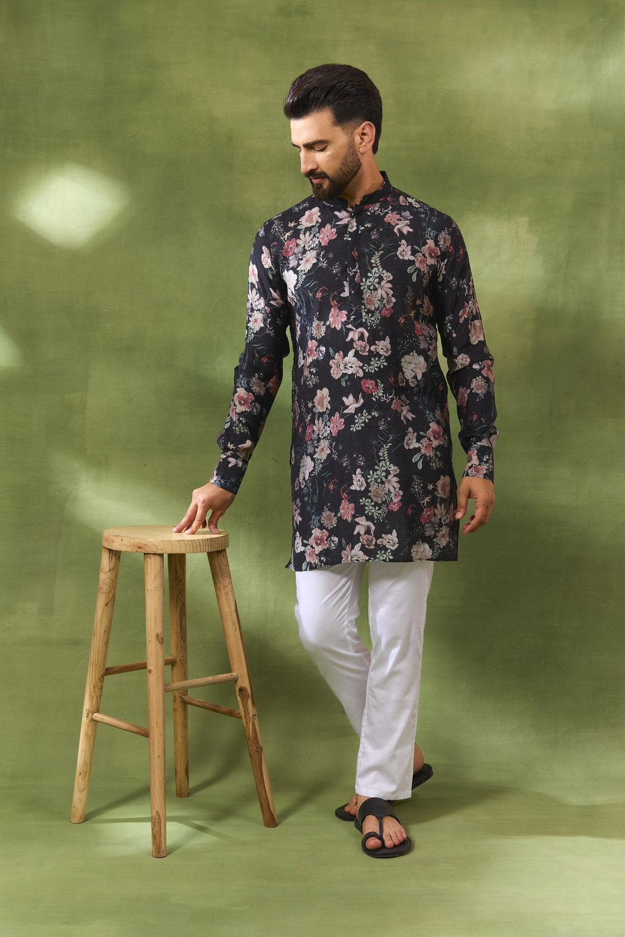 Black Digital Print Kurta Set