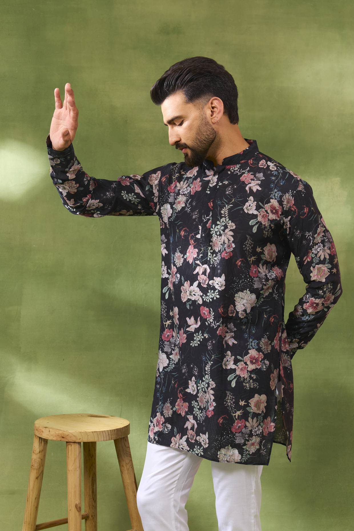 Black Digital Print Kurta Set