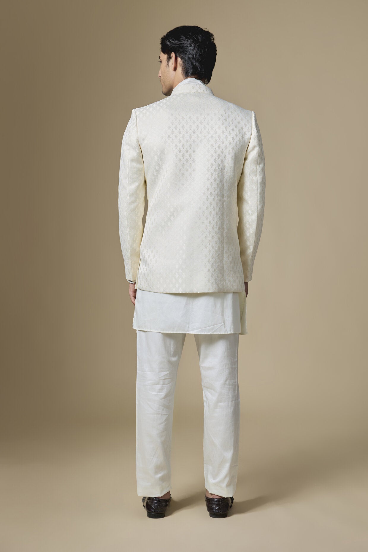Ivory Embroidered Indowestern Set