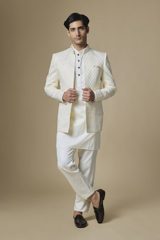Ivory Embroidered Indowestern Set