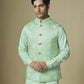 Mint Green Geometric Embroidered Jacket Kurta Set