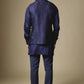 Navy Geometric Embroidered Jacket Kurta Set