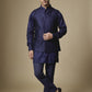 Navy Geometric Embroidered Jacket Kurta Set