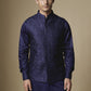Navy Geometric Embroidered Jacket Kurta Set
