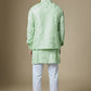 Mint Green Border Embroiderd Jacket Kurta Set