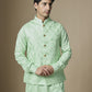 Mint Green Border Embroiderd Jacket Kurta Set