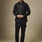 Black Geometric Embroidered Jacket Kurta Set
