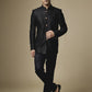 Black Geometric Embroidered Bandhgala Jacket