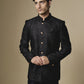 Black Geometric Embroidered Bandhgala Jacket