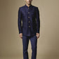 Navy Blue Geometric Embroidered Bandhgala Jacket