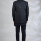 Navy Botanical Embroidered Indowestern Set