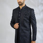 Navy Botanical Embroidered Indowestern Set