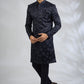 Navy Floral Embroidered Sherwani Set