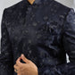 Navy Floral Embroidered Sherwani Set