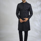 Navy Botanical Embroidered Sherwani Set