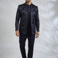 Navy Floral Embroidered Indowestern Set