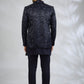 Navy Floral Embroidered Indowestern Set