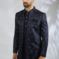 Navy Floral Embroidered Indowestern Set