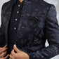 Navy Floral Embroidered Indowestern Set