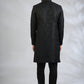 Black Botanical Sherwani Set