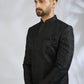 Black Botanical Sherwani Set