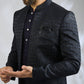 Navy Jacquard Indowestern Set