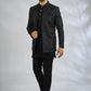 Black Botanical Embroidered Indowestern Set