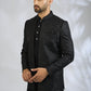 Black Botanical Embroidered Indowestern Set