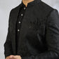 Black Botanical Embroidered Indowestern Set
