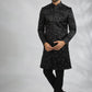 Black Floral Embroidered Sherwani Set