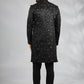 Black Floral Embroidered Sherwani Set