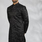 Black Floral Embroidered Sherwani Set
