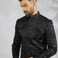 Black Floral Embroidered Sherwani Set