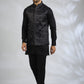 Black Floral Embroidered Bundi Jacket Set