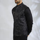 Black Floral Embroidered Bundi Jacket Set