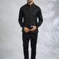 Black Botanical Embroidered Bundi Jacket Set