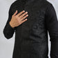 Black Botanical Embroidered Bundi Jacket Set