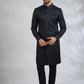 Navy Geometric Embroidered Sherwani Set