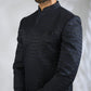 Navy Geometric Embroidered Sherwani Set