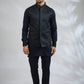 Navy Geometric Embroidered Bundi Jacket Set