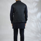 Navy Geometric Embroidered Bundi Jacket Set