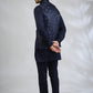 Navy Floral Embroidered Bundi Jacket Set