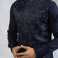 Navy Floral Embroidered Bundi Jacket Set
