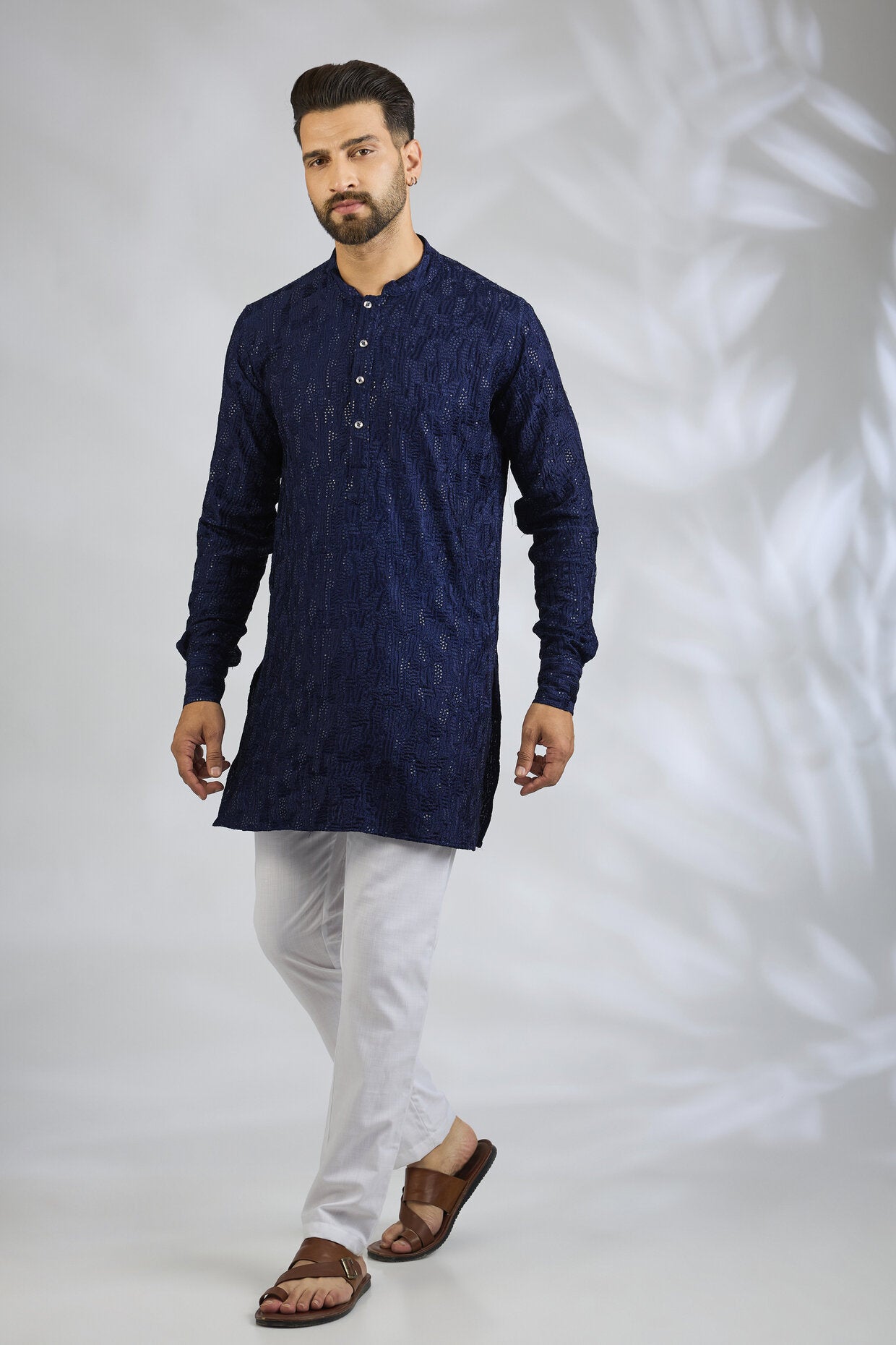Navy Blue Sequin Embroidered Kurta Set