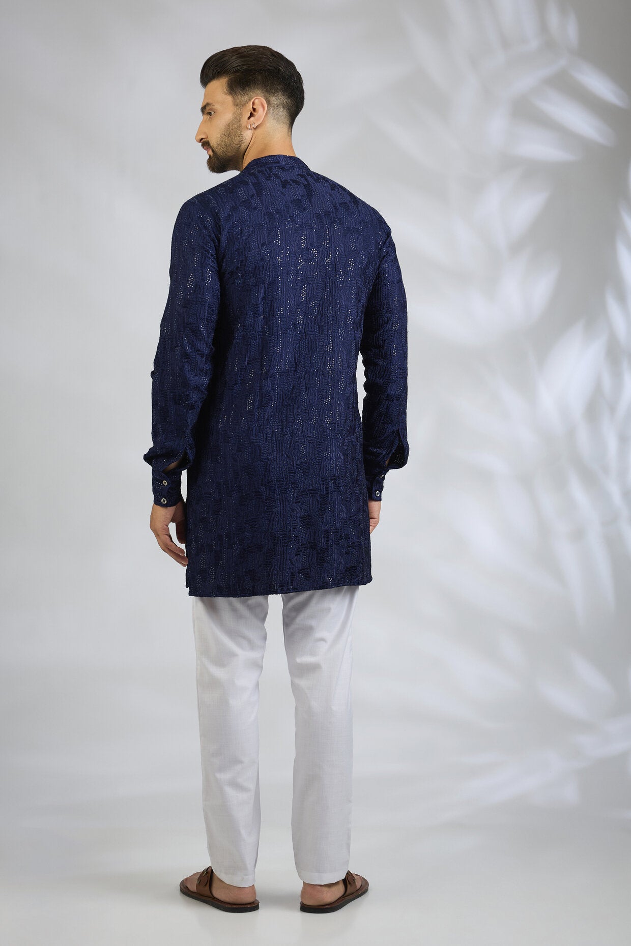 Navy Blue Sequin Embroidered Kurta Set