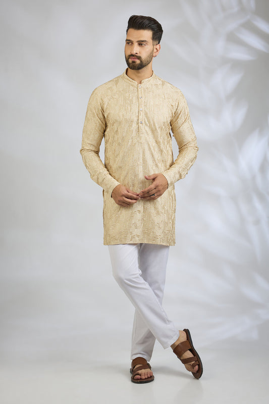 Peach Sequin Embroidered Kurta Set - Spring Break