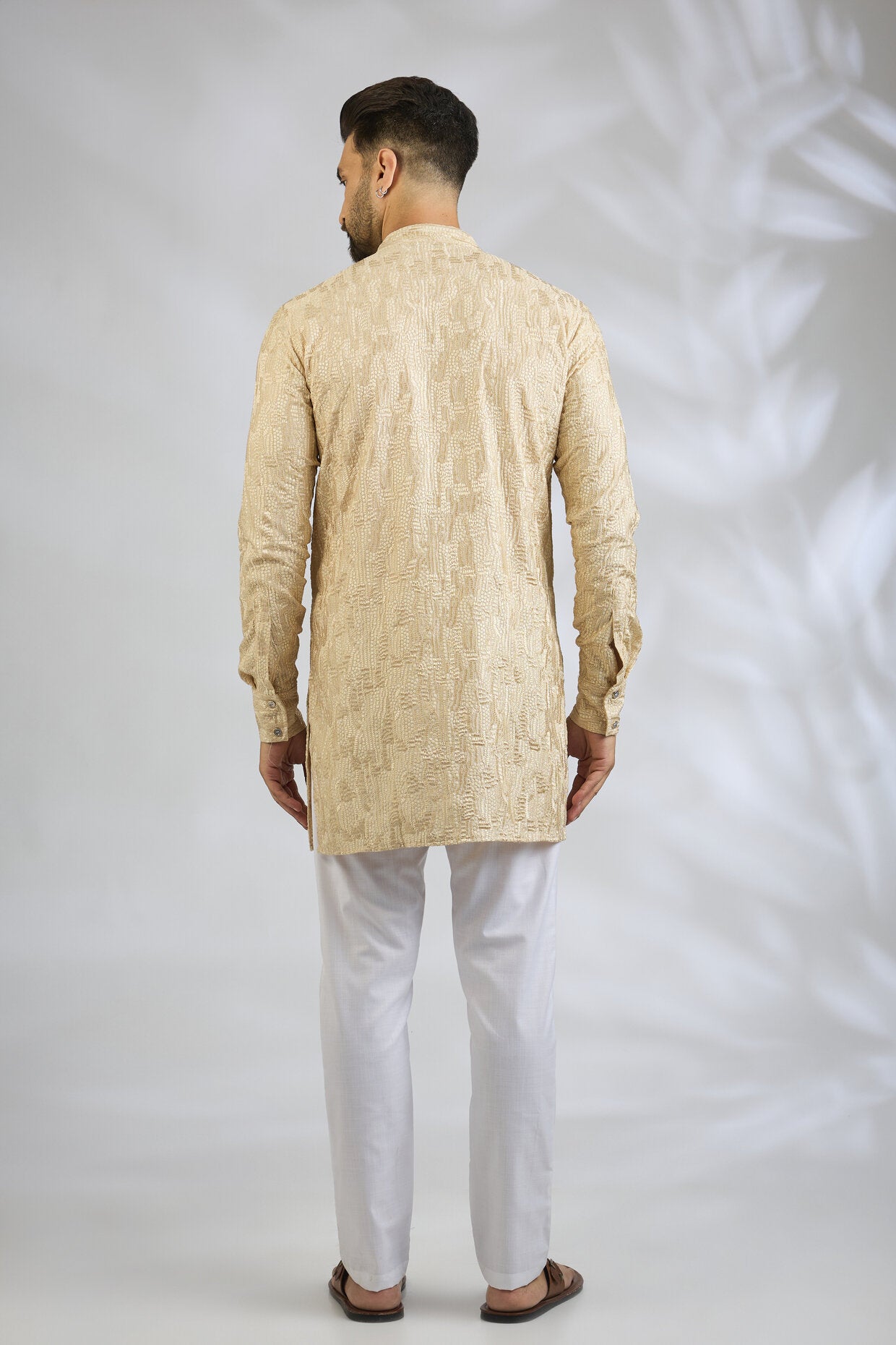 Peach Sequin Embroidered Kurta Set