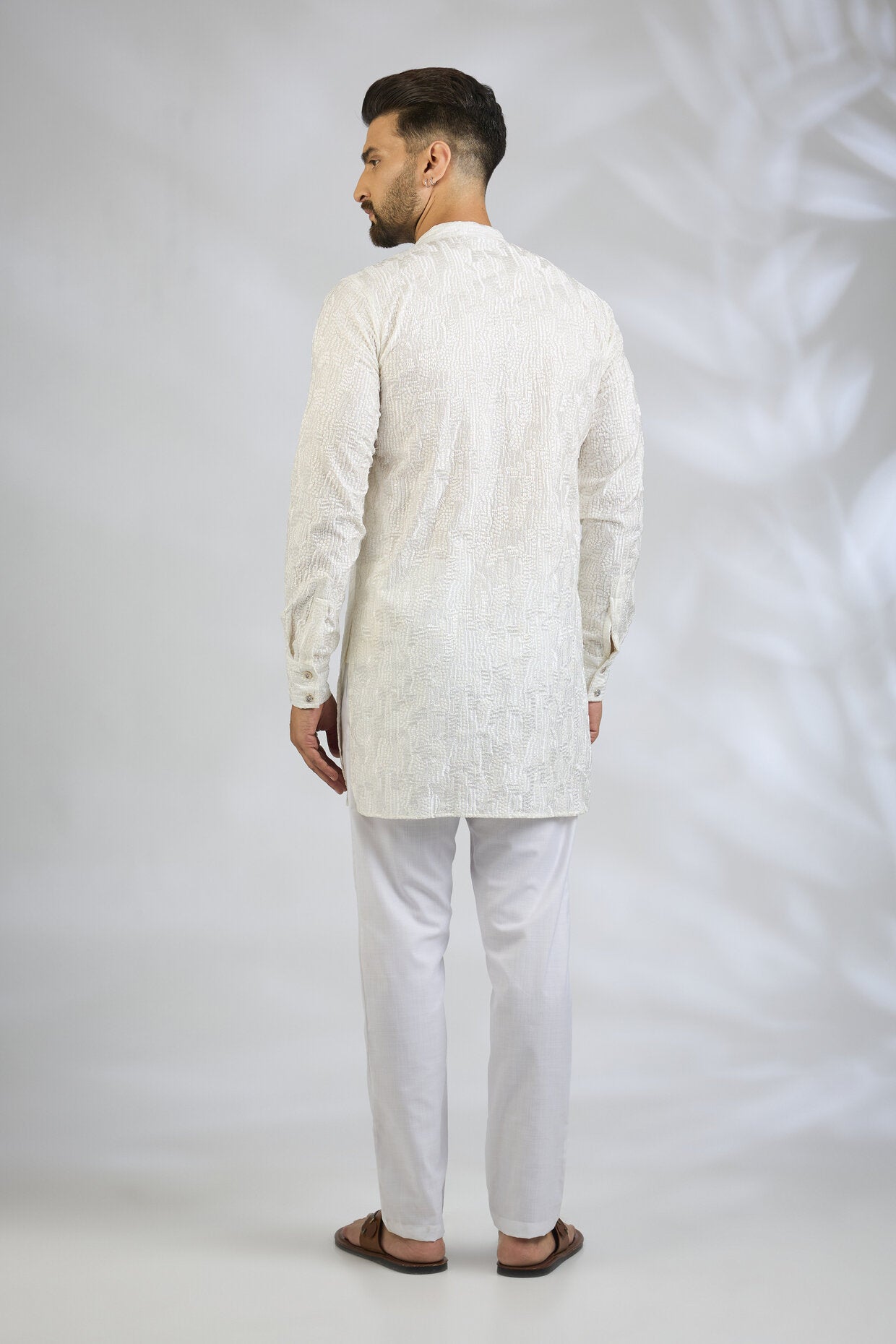 White Sequin Embroidered Kurta Set