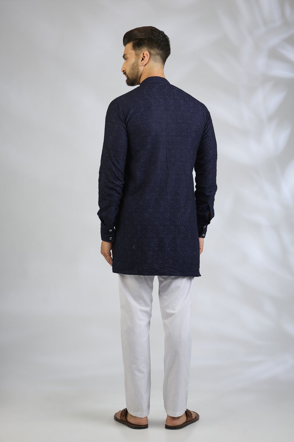 Navy Blue Embroidered Kurta Set